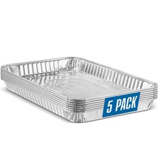 PLASTICPRO Aluminum Pans 5 Pack Disposable Cookie Sheets 9'' x 13'' Baking Pa...