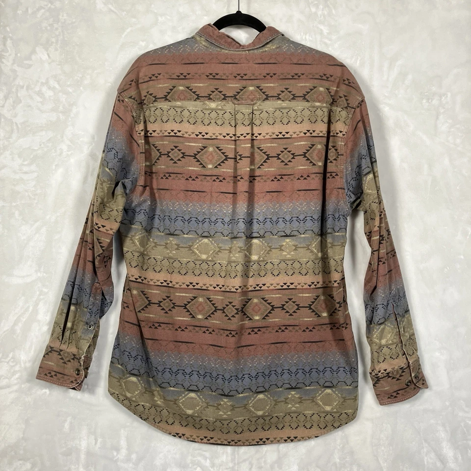 VTG Y2K 00s Cabela's Southwestern Aztec Flannel Shirt Men’s L Button Down Faded - Image 2 of 4