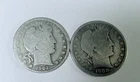 LOT OF 2 BARBER HALF DOLLARS - 90% SILVER - FREE SHIP #8237