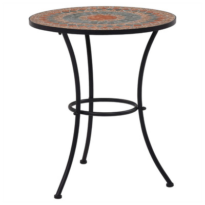 Mosaik Bistrotisch orange/grau 60 cm Keramikplatte pulverbeschichtetes Eisen Gartengestell