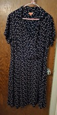 Modcloth Midi  Faux Wrap Style Dress Women's Plus 1x Black Floral