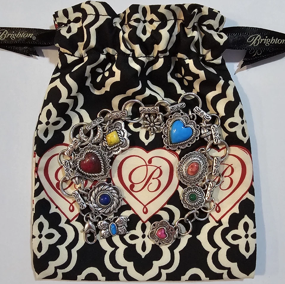 ✅ Pulsera Brighton Cabujón Dije Corazones Coloridos Luna Mariposa Joyería Cuelga Foto 3 de 4