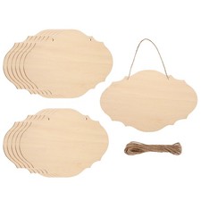 9"x6" Unfinished Hanging Wood Sign Blank with Ropes, Style 4, Pack of 12