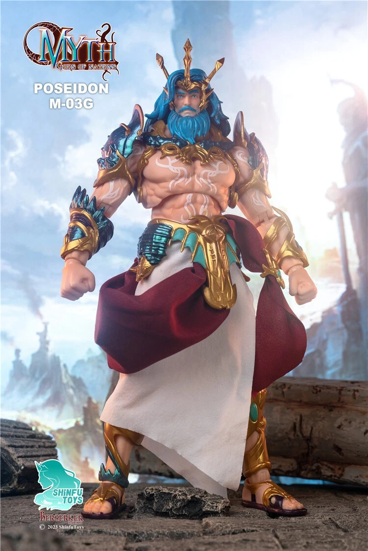 Figurine Poseidon Berserker Studios M03G articulations stables armure or