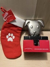 Wondershop Dog Stocking and Hanger Holder Christmas Holiday Decor NWT Red White