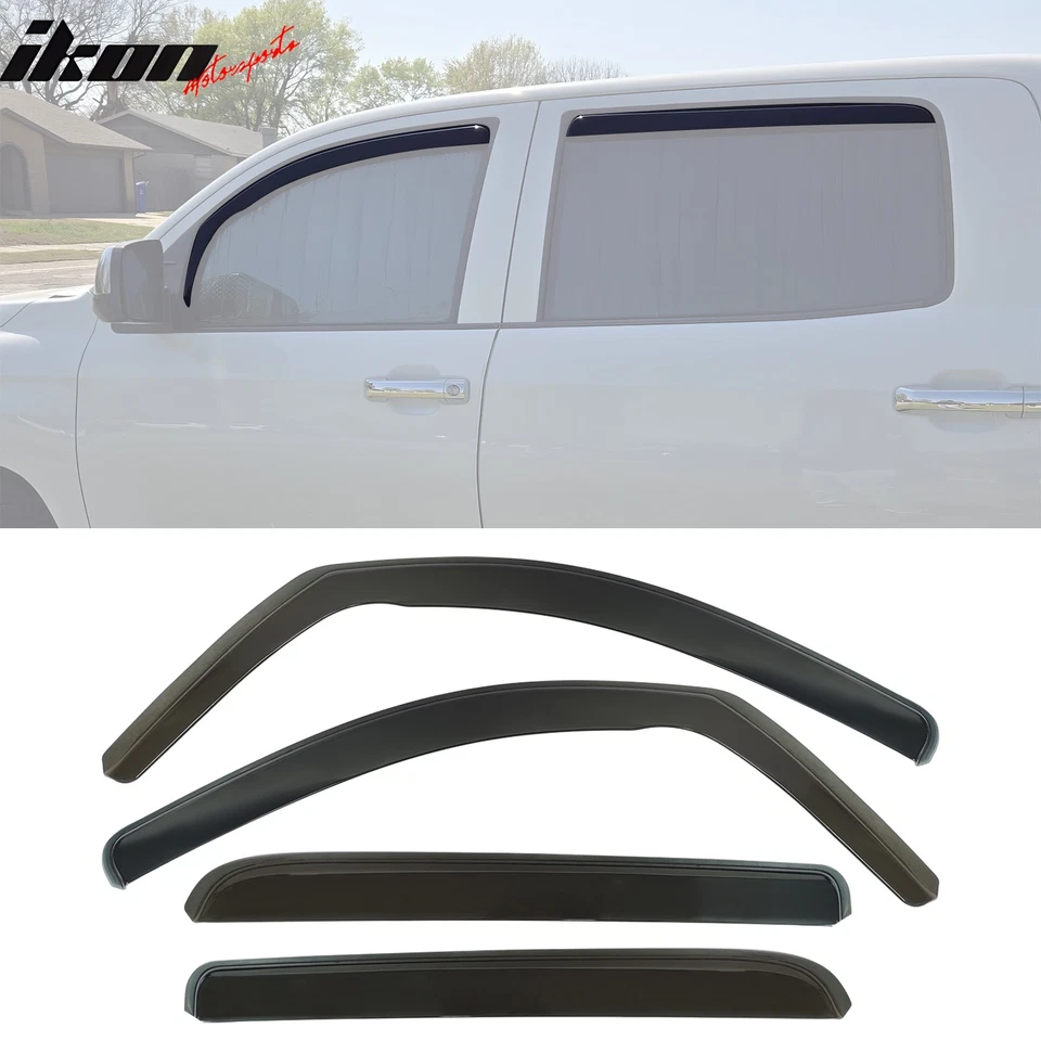 Fits 07-21 Toyota Tundra CrewMax In-Channel Window Visors Guards Deflectors PC
