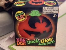 Nee Doh Jack-Glow Lantern Glow-in-the-Dark Squish Squeeze Toy, Orange