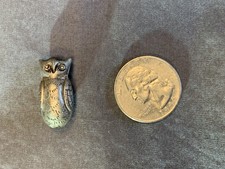 Small Cast White Metal Owl Charm Unmarked