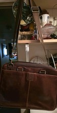 BOCONI BROWN LEATHER MESSENGER LAPTOP BAG WITH SHOULDER STRAP