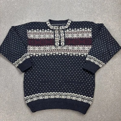 Pull Norvège adulte petit pull bleu Fair Isle laine tricot pull homme * - Photo 1/4
