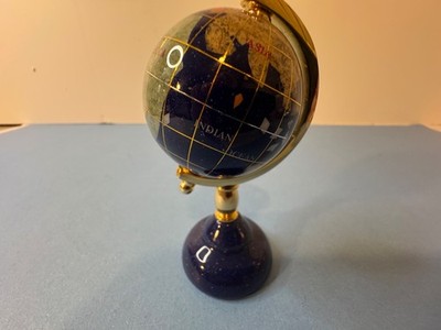 Vtg Desktop Globe Semi Precious Inlaid 5  Lapis Abalone Pearl
