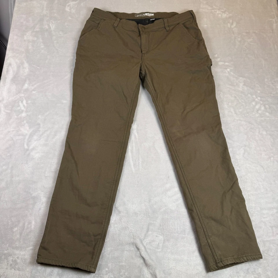 Pantalones de trabajo Carhartt calce relajado forrados de lana de lona para mujer talla 16 caqui oscuro Foto 2 de 4