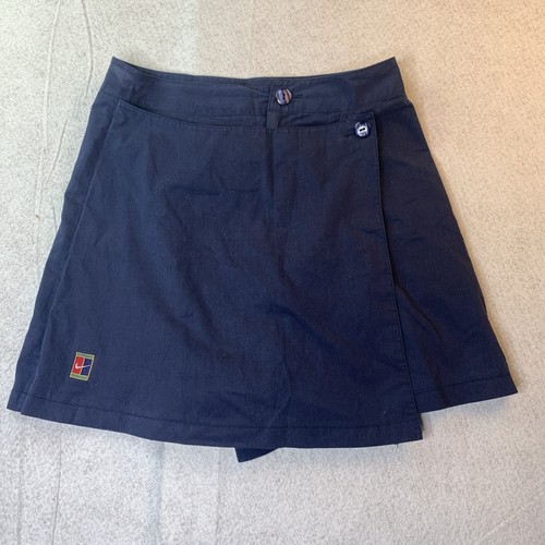 Vintage Nike Tennis Court Skirt Medium 90s Built-In Shorts Swoosh Spellout Navy
