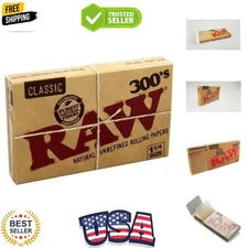 RAW 300 Classic 1.25 1 1/4 Size Rolling Papers, 300 Count Pack of 1