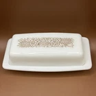 Vintage PYREX Corning Ware Corelle Woodland Milk Glass Butter Dish