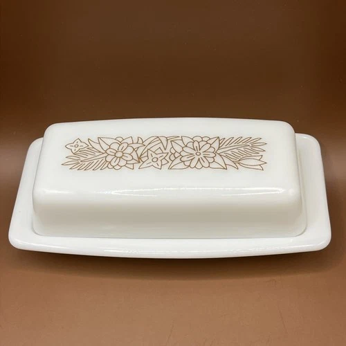 Vintage PYREX Corning Ware Corelle Woodland Milk Glass Butter Dish