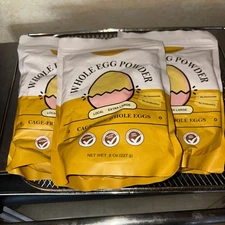 3 BAGS - Orgnisulmte Whole Egg Powder 8 Ounce Each