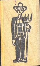 Graven Images Small Farmer With Pitchfork Rubber Stamp
