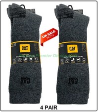Performance Boot Socks Gray Caterpillar "CAT" Midweight Shoe Size 8-12 4 PAIR 