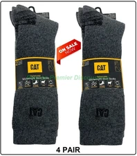 Performance Boot Socks Gray Caterpillar "CAT" Midweight Shoe Size 8-12 (4 PAIR)
