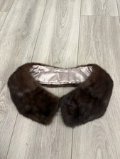 VINTAGE 50s GENUINE MINK FUR COLLAR STOLE BROWN HANDMADE