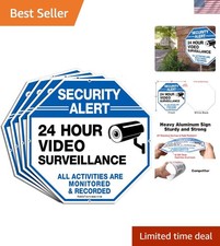 10x10 Security Alert Signs - 4 Pack, Durable Reflective Aluminum for All Weather