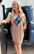 Rowdy Crowd Alamosa Aztec Dress S/M NWT