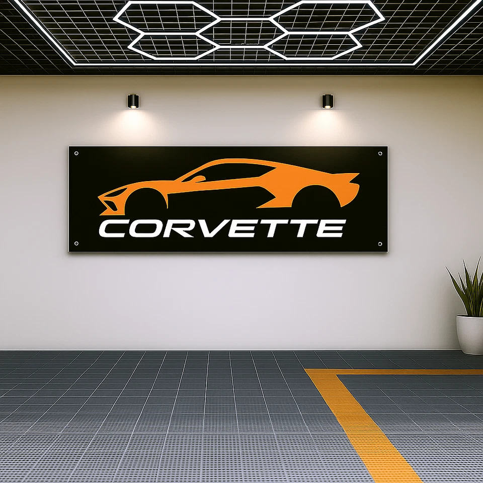 Corvette Flag Banner 71x24" – Garage or Man Cave Wall Decor for Car Enthusiasts - Image 4 of 4