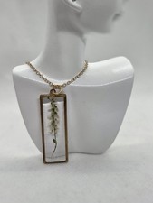 Handmade, Dried, Pressed Flowers In Resin Necklace