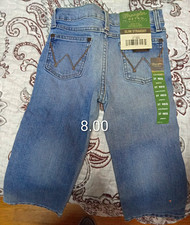 Wrangler Retro Slim Straight Boys Blue Light Wash Denim Jeans 3T Button Zip
