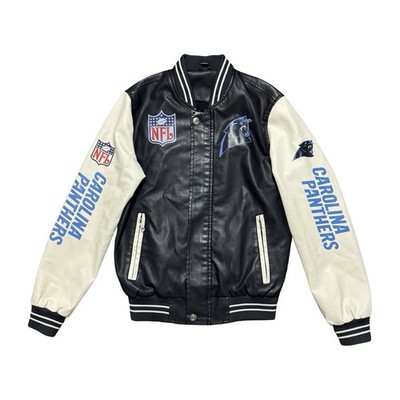 Carolina Panther Faux Leather Jacket Size Small