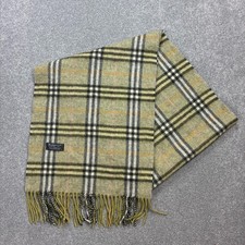 Burberry London Scarf 64x13 Inches Green Nova Check 100 Lambswool Made England
