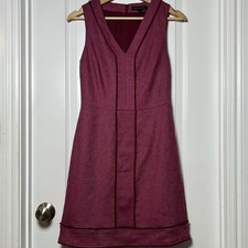Banana Republic Wool Blend Berry Pink Herringbone Frayed Edge Sheath Dress