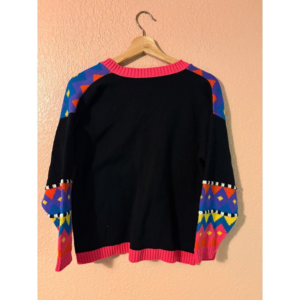 Vintage Women's Colorful Geometric Button Up Cardigan Sweater | eBay