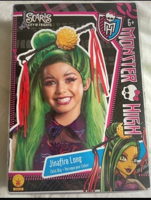 Monsters High Jinafire lange Kinderperücke 6 Jahre + Rubies Kostüm grüne Haare Perücke