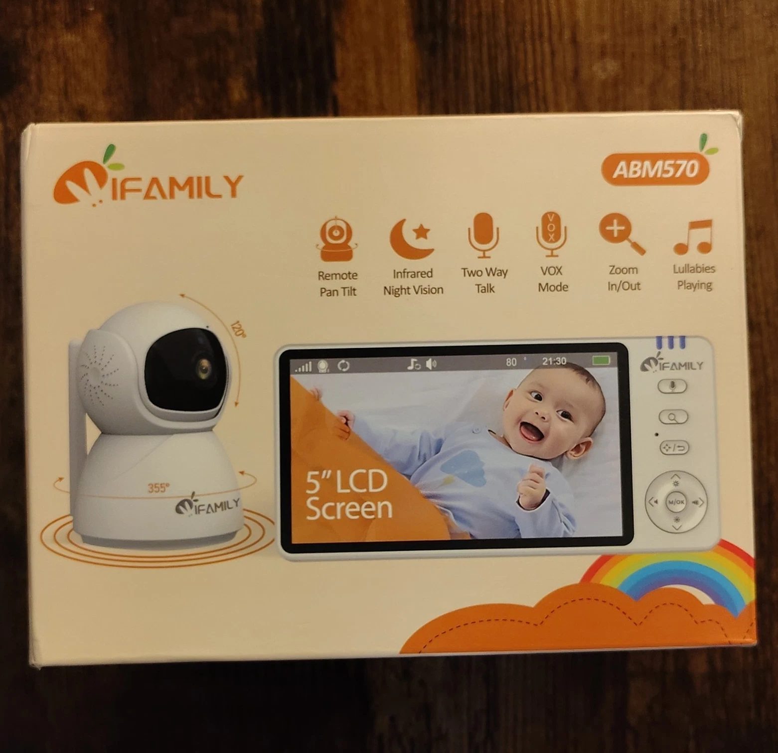iFamily ABM570 Video Baby Monitor 2.4GHz 5" LCD IR Vision Pan/Tilt VOX