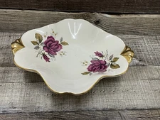 Royal Winton Grimwades Red Roses Soap Pedestal Candy Tidbit Dish Tray Trinket