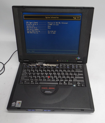 Rare IBM 2611-412 Laptop Floppy Serial Port Boots to BIOS No HDD Pentium Win 98