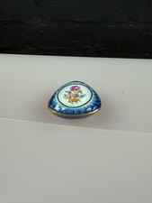 Dresden China Germany Blue and Gold Floral Trinket Box 2.75" Wide x 1.5" High