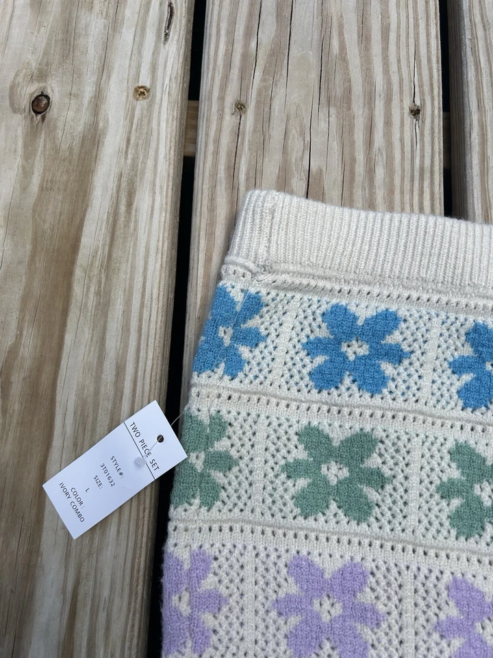 Saia Olive and Oak NOVO tamanho grande crochê creme roxo verde vovó quadrada - Imagem 2 de 4