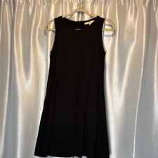 LOFT Black Midi A-line Sleeveless Cocktail Dress wi/ cotton lined buttons size S