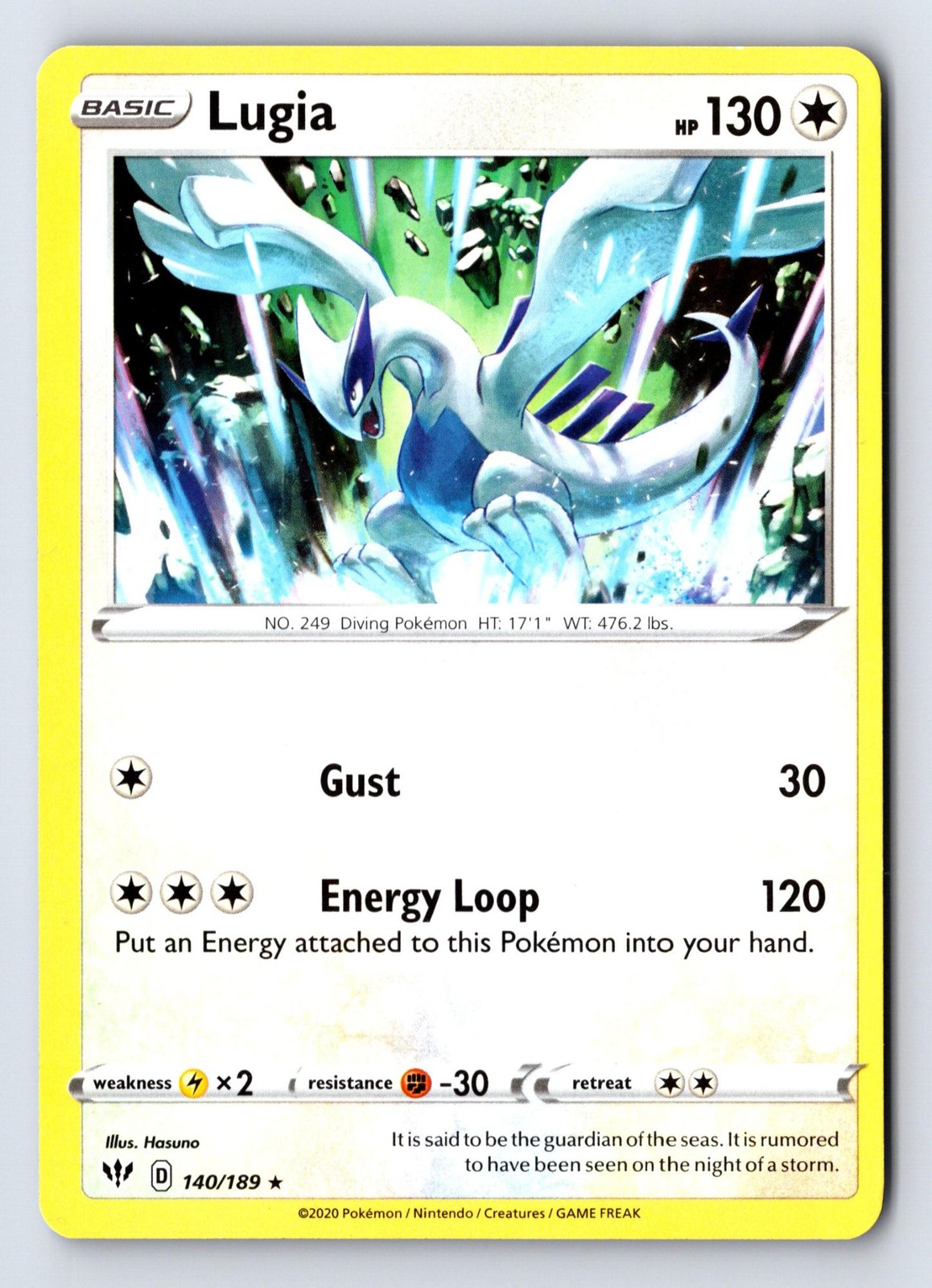Lugia 140/189 Rare Darkness Ablaze Pokemon Near Mint