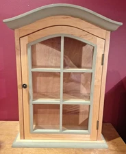 Small Wall Curio Cabinet with Glass Door and Hump Top