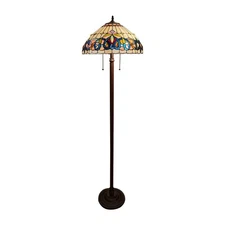 Chloe Lighting Victorian Tiffany-Style Dark Bronze 2 Light Floor Lamp 18" Wide