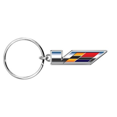 Cadillac V Logo Shape 3D Die-Cut Metal Key Chain Key-Charm