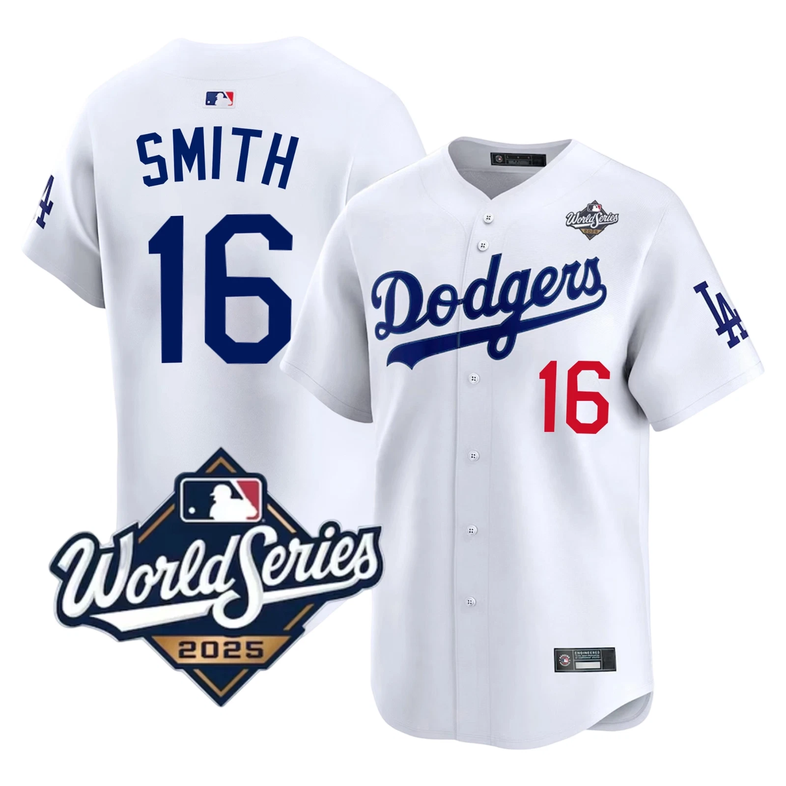 Men's Dodgers #16 Will Smith  2025 World Series Home Replica Player Jersey
