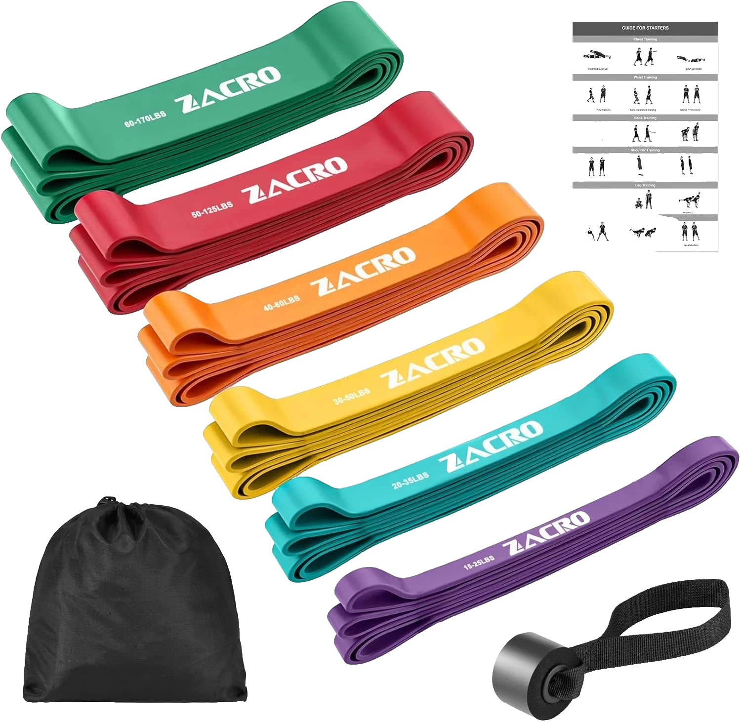 Resistance Bands, 6 Resistance Levels Pull up Assistance Bands, opened