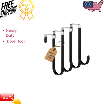 4 Pack Over The Door Hooks Heavy Duty Metal Door Hanger Towel Coat Hooks