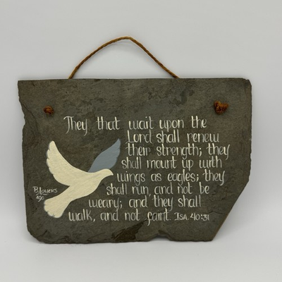 #ad #ad Vintage Slate Painting Hanging Wall Decor Bible Verse Isaiah 40:31 Dove $20.00