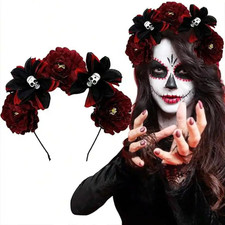 Halloween Rose Flower Crown Headband Floral Costume Party Headwear Women